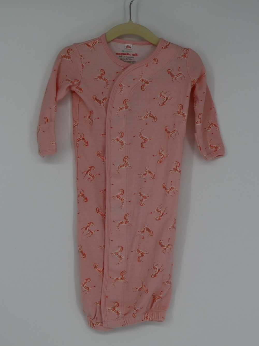 Magnetic Me Pink Organic Infant Gown Zebra Print Newborn-3 Months Organic Cotton